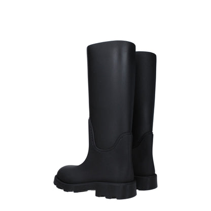 Burberry – Schwarze Gummistiefel aus Baumwolle