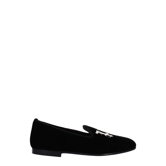 Palm Angels Black Velvet Slip-On Loafers