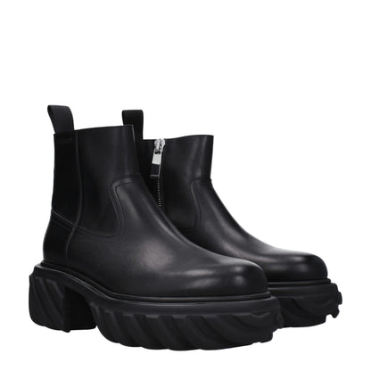 Off-White – Schwarze Lederstiefeletten