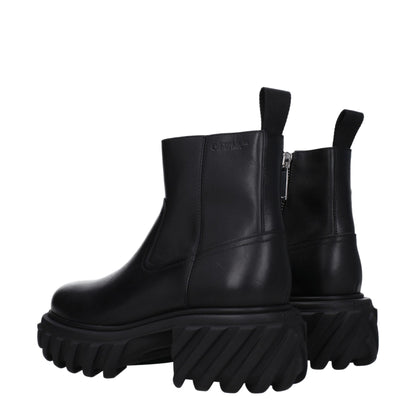 Off-White – Schwarze Lederstiefeletten
