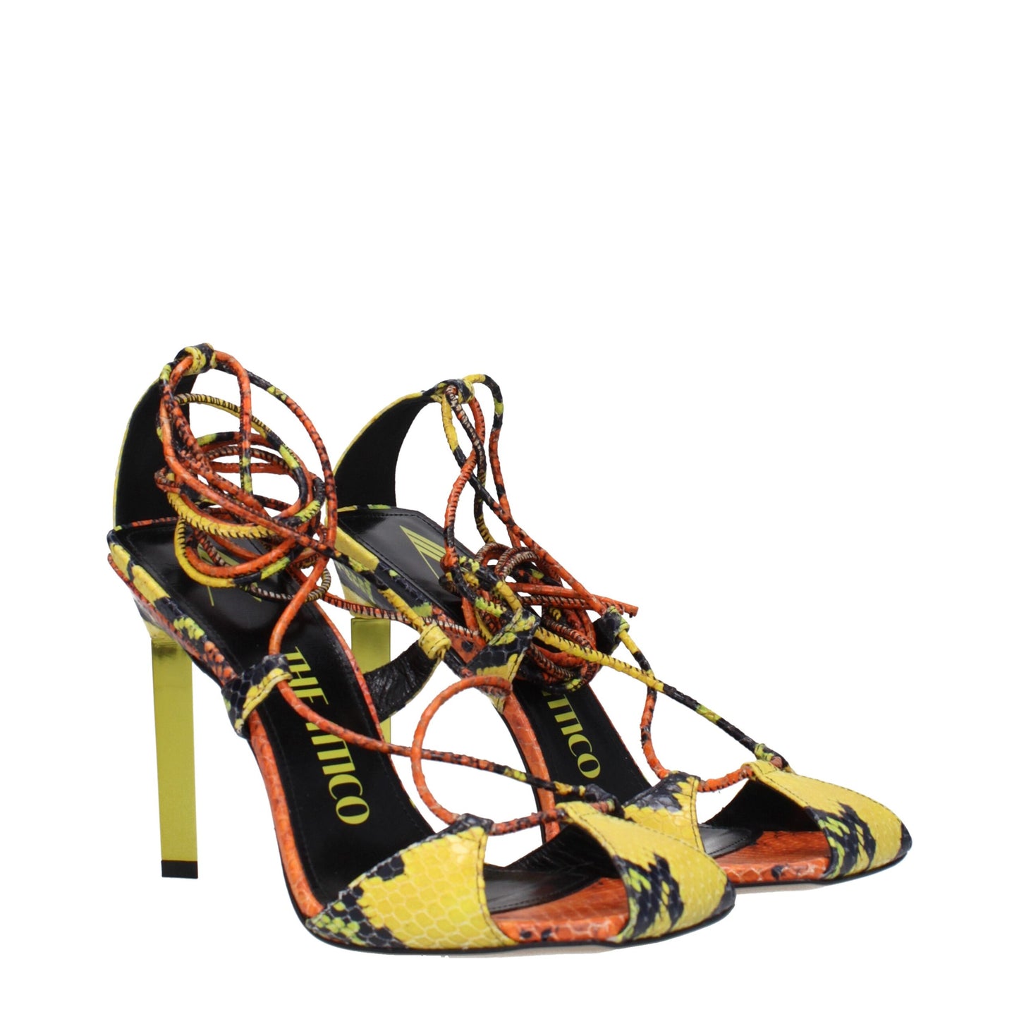 The Attico Orangefarbene Leder-Stiletto-Sandalen