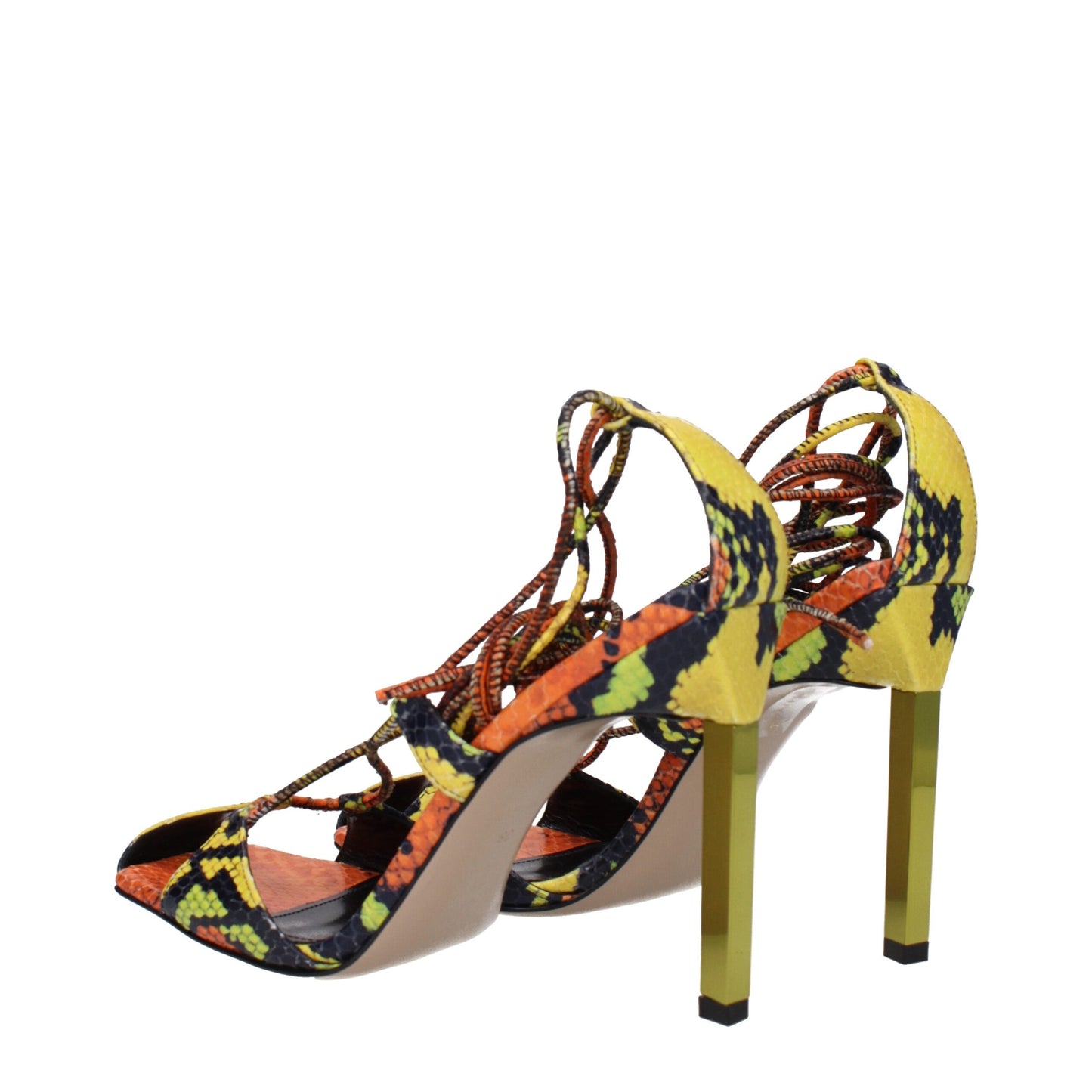 The Attico Orangefarbene Leder-Stiletto-Sandalen