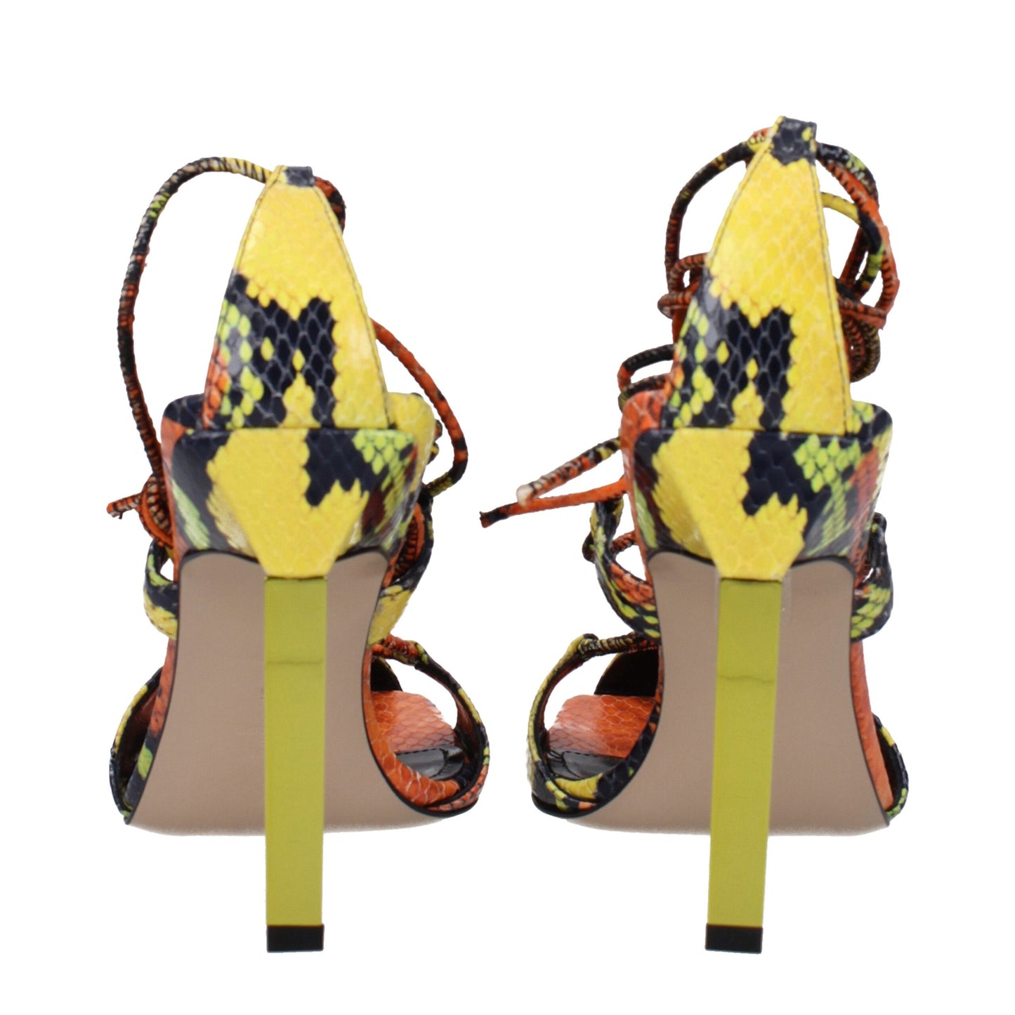 The Attico Orangefarbene Leder-Stiletto-Sandalen
