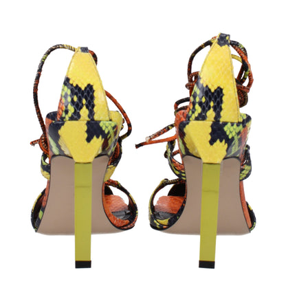 The Attico Orangefarbene Leder-Stiletto-Sandalen