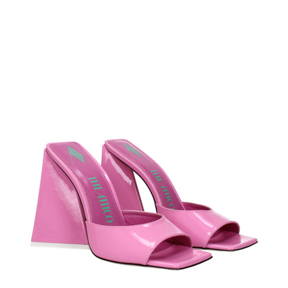 The Attico Pink Leather Platform Sandals