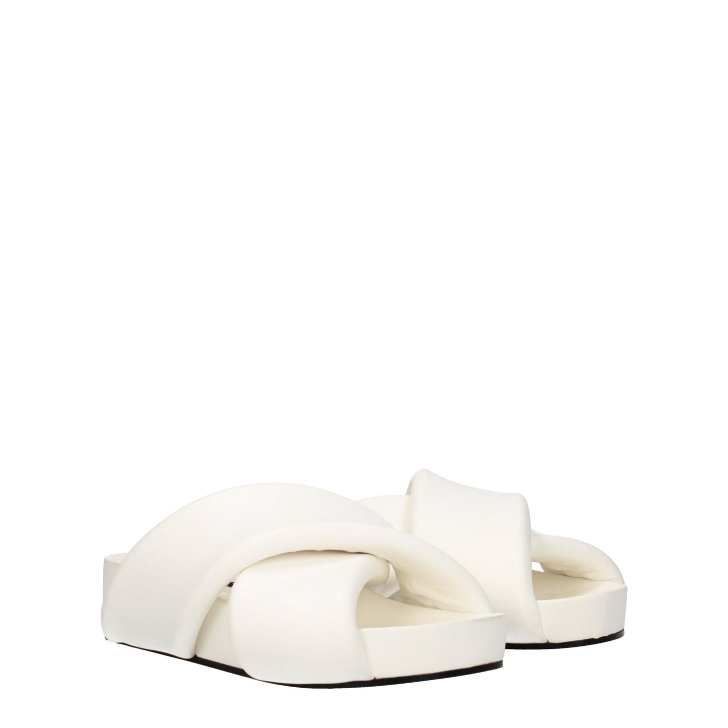 Jil Sander White Leather Slippers