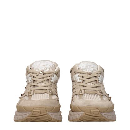 Valentino Garavani Sneaker aus beigefarbenem Stoff, niedriger Schaft
