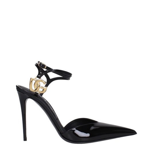 Dolce &amp; Gabbana – Schwarze Sandalen aus Leder mit Stilettoabsatz