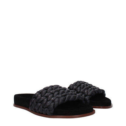 Chloé – Schwarze Leder-Slipper-Sandalen