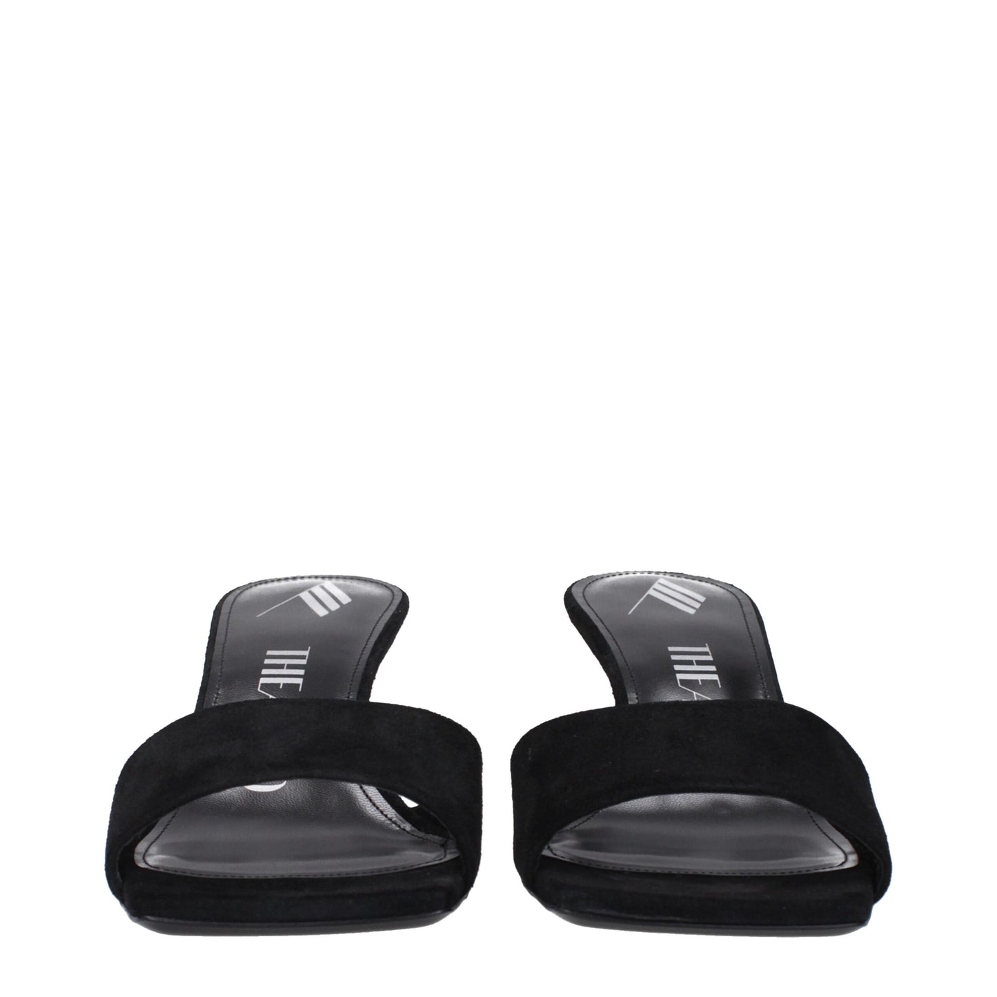 The Attico Black Leather Platform Sandals
