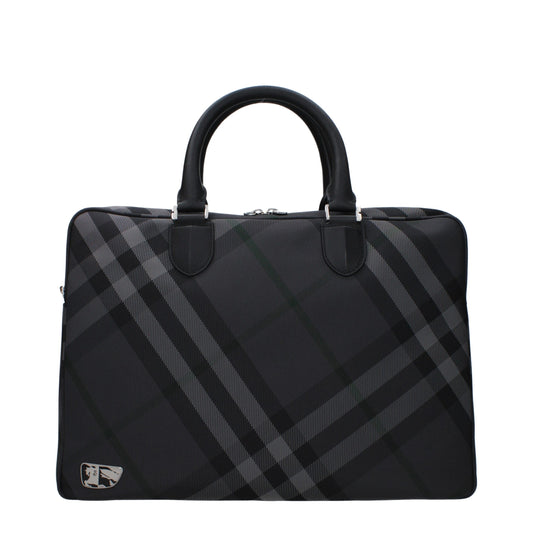 Burberry Gray Fabric Business And Laptop Bag