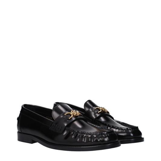 Versace – Slipper aus schwarzem Leder