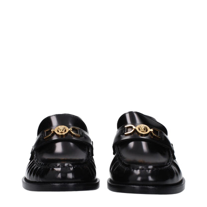 Versace – Slipper aus schwarzem Leder