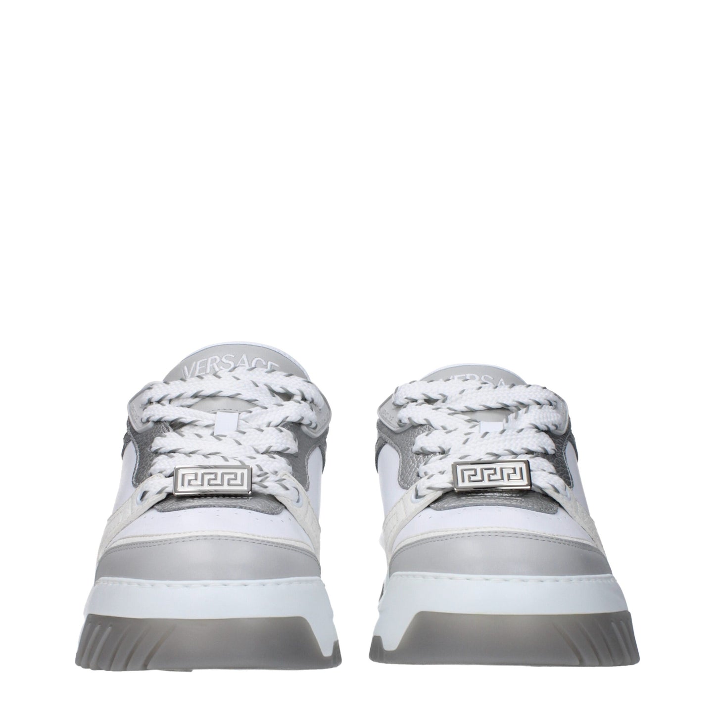 Versace – Weiße, klobige Leder-Sneaker