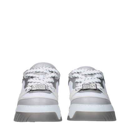 Versace – Weiße, klobige Leder-Sneaker