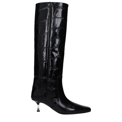 Paris Texas – Schwarze Lederstiefel mit hohem Absatz