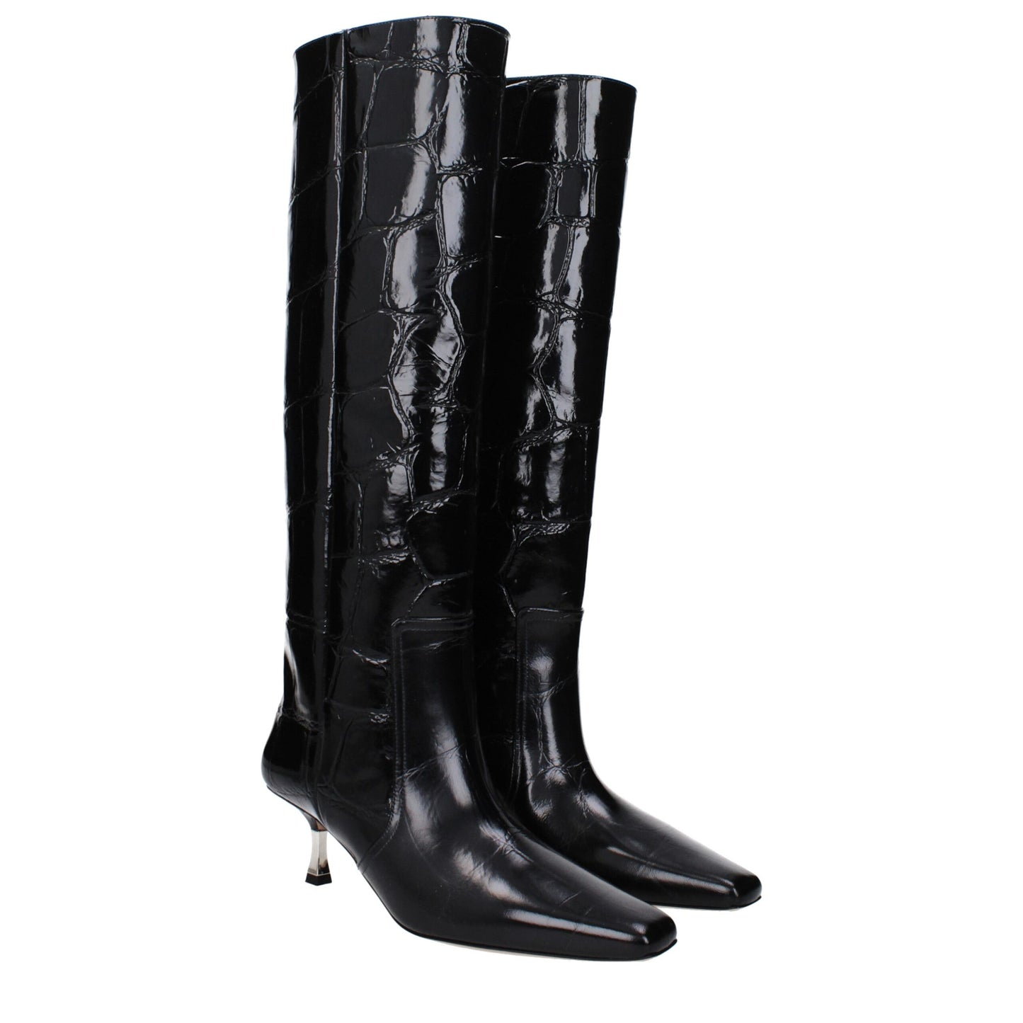 Paris Texas – Schwarze Lederstiefel mit hohem Absatz