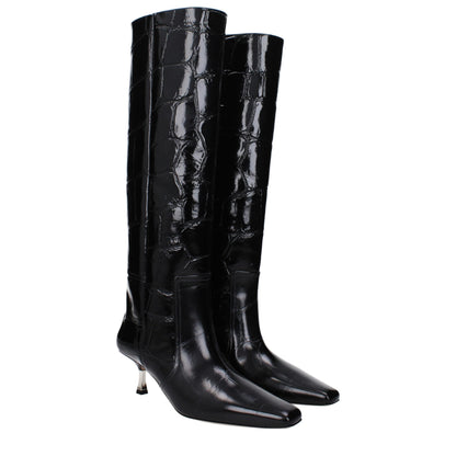 Paris Texas – Schwarze Lederstiefel mit hohem Absatz