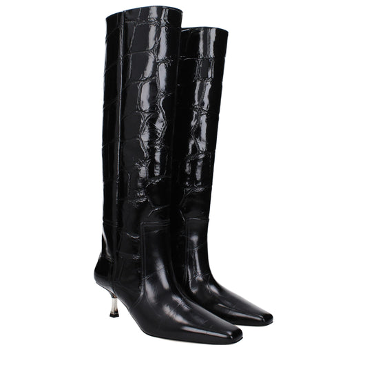 Paris Texas – Schwarze Lederstiefel mit hohem Absatz