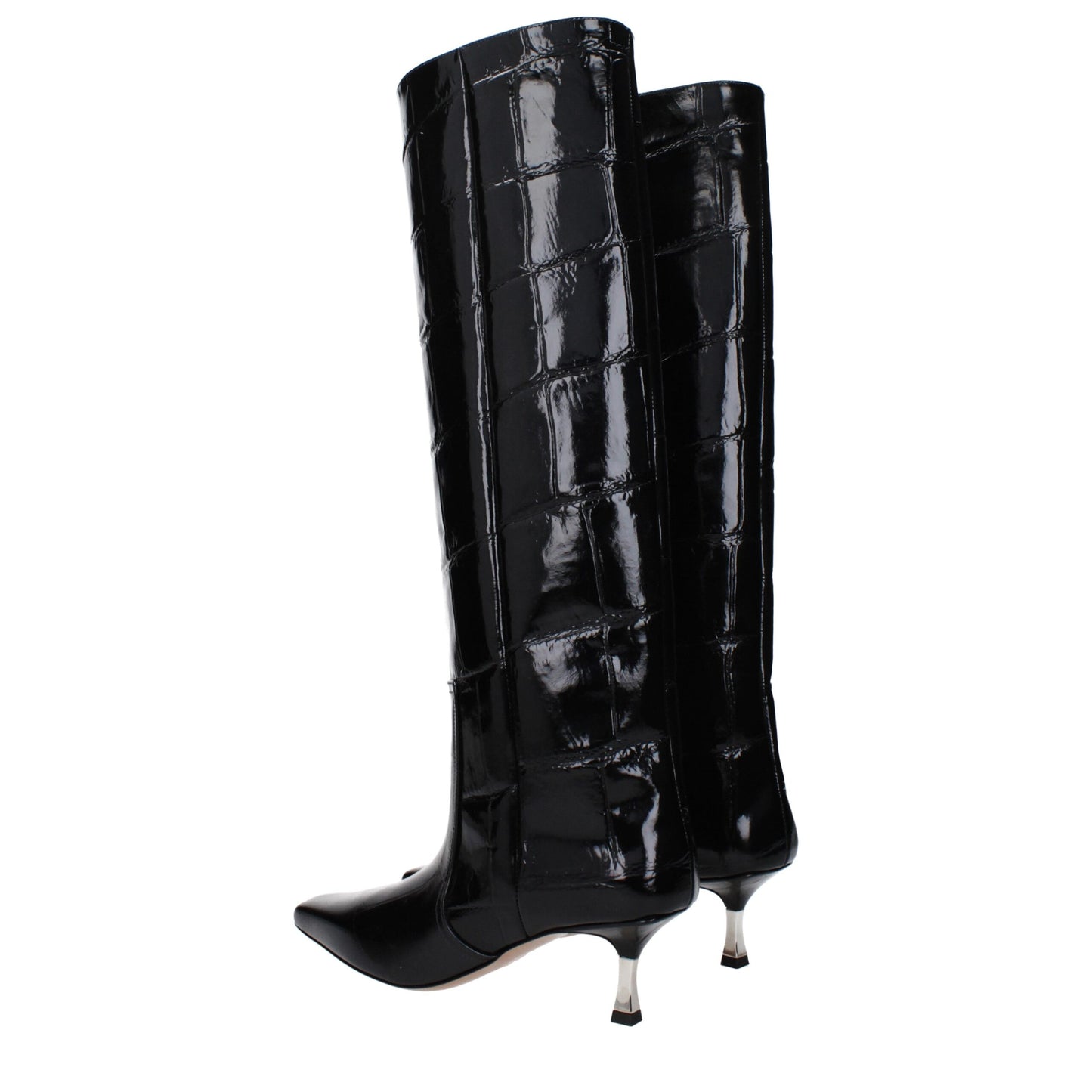 Paris Texas – Schwarze Lederstiefel mit hohem Absatz