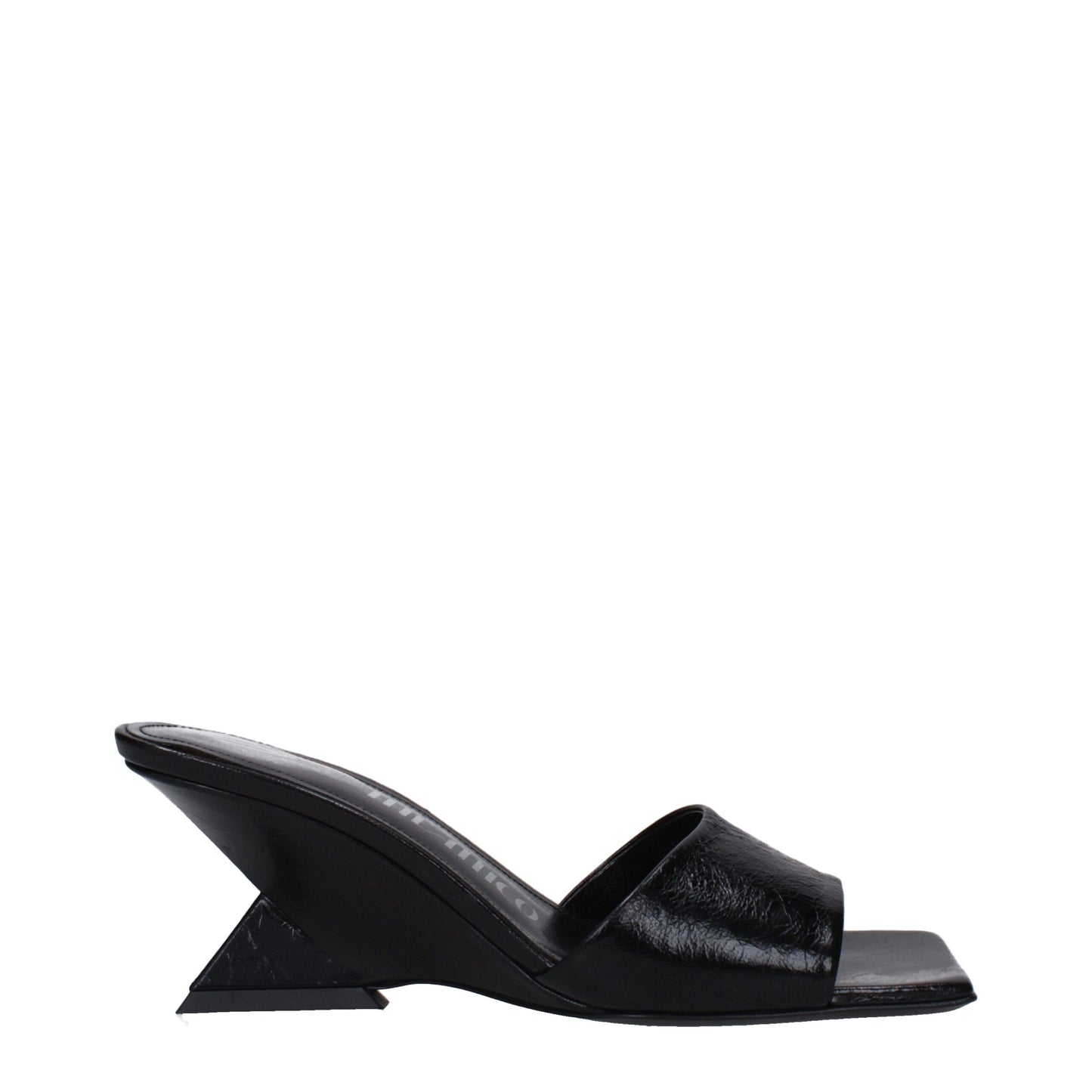 The Attico Black Leather Sandals