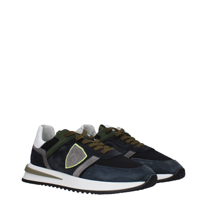 Philippe Model Blaue Leder Low-Tops