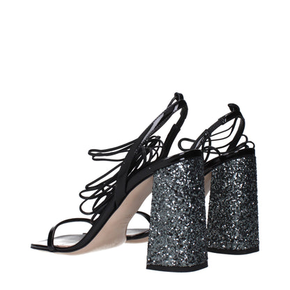 Miu Miu Schwarze Leder-Plateausandalen