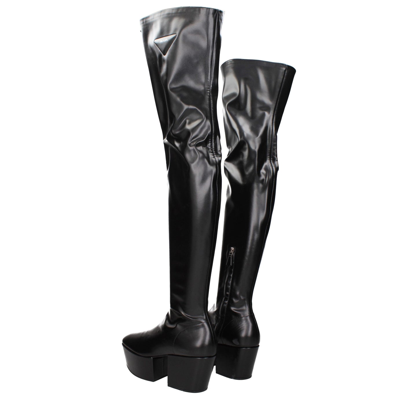 Prada Overknee-Stiefel aus schwarzem Leder