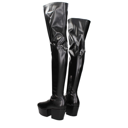 Prada Overknee-Stiefel aus schwarzem Leder