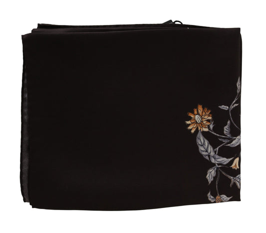 Dolce & Gabbana – Brauner Wickelschal aus 100 % Seide mit Vogelmuster, 80 x 95 cm, UVP