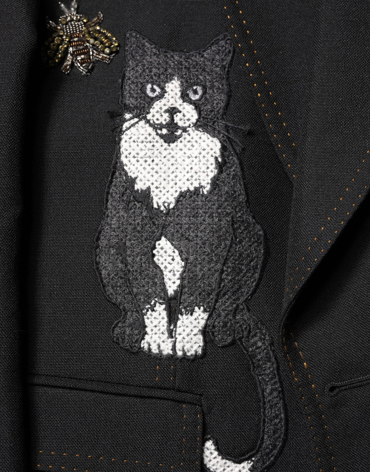 Dolce &amp; Gabbana – Schwarzer Anzug-Blazer mit Bienenkronenverzierung