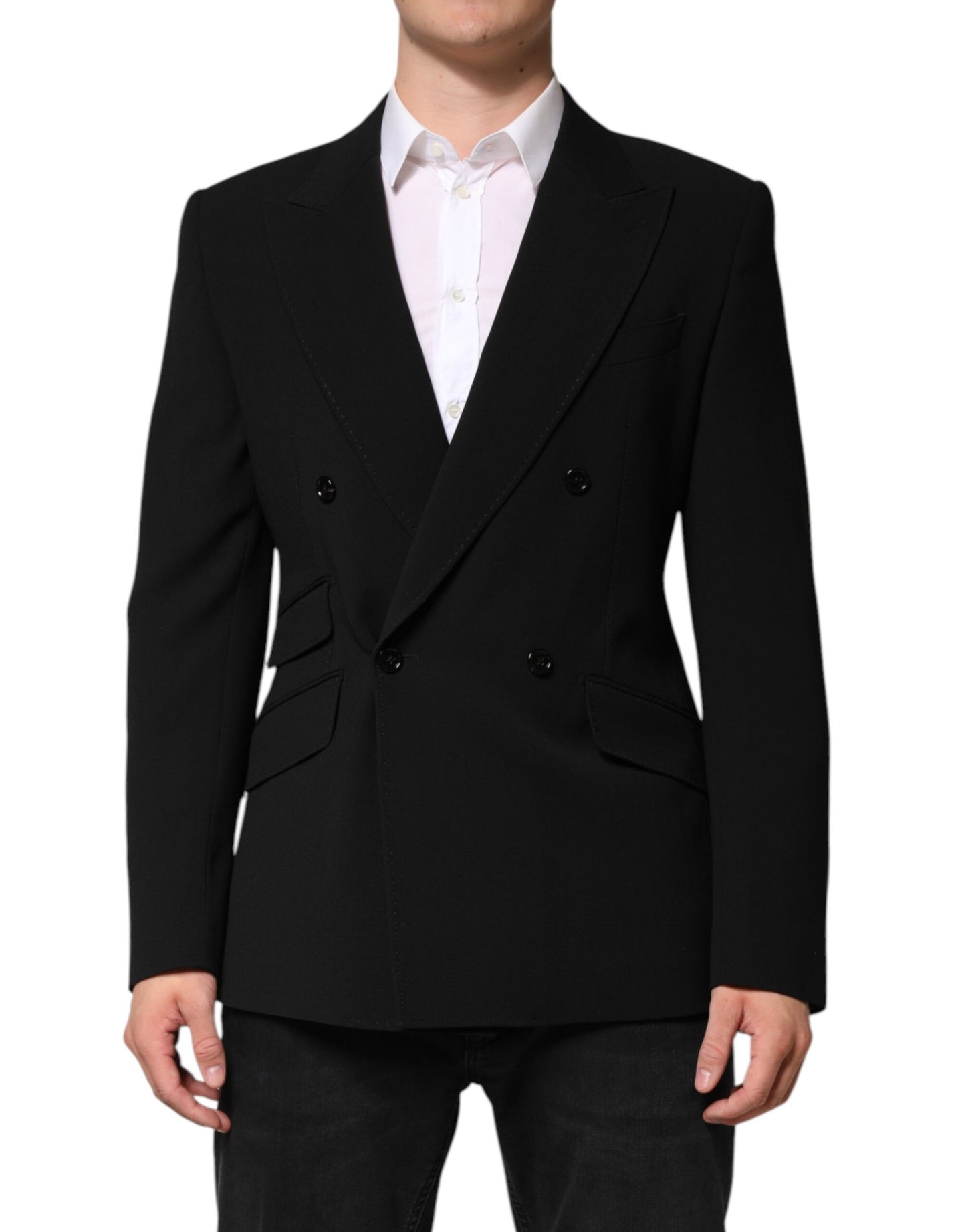 Dolce &amp; Gabbana Schwarzer SICILIA Zweireihiger Mantelblazer