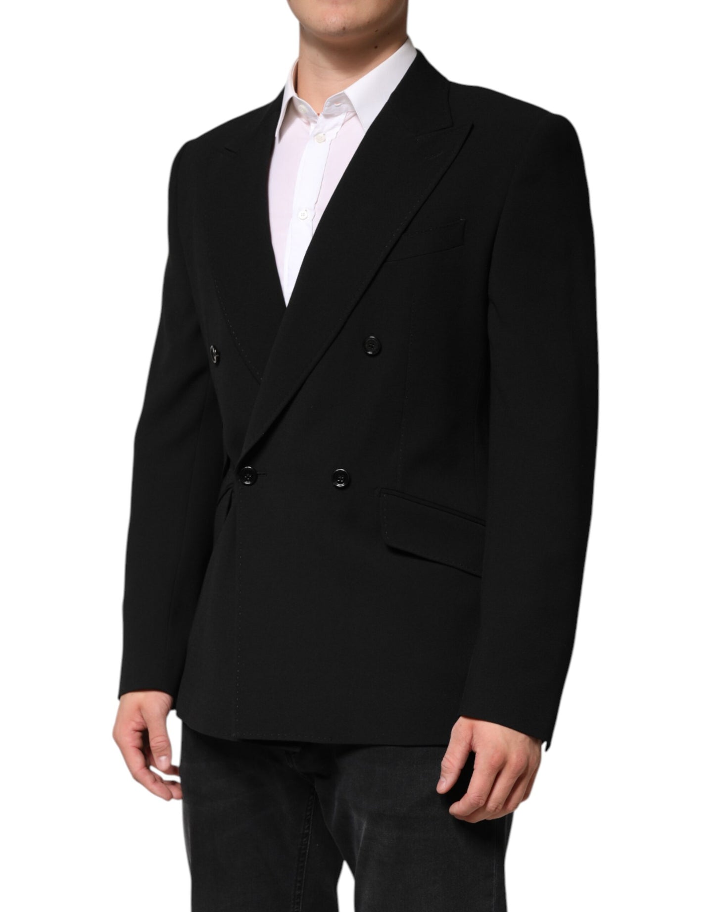 Dolce &amp; Gabbana Schwarzer SICILIA Zweireihiger Mantelblazer