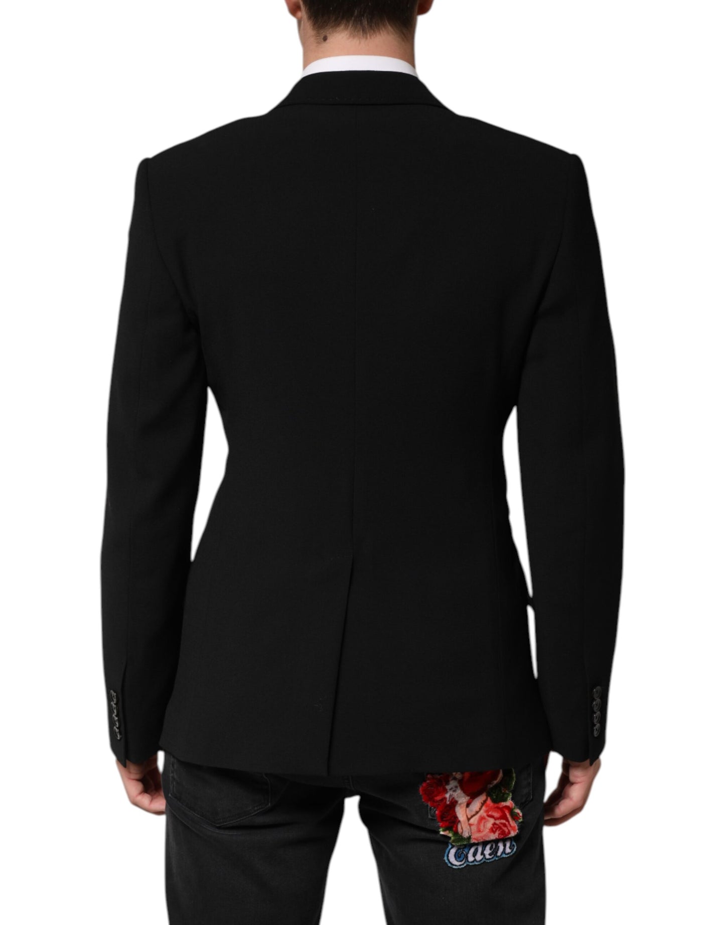 Dolce &amp; Gabbana Schwarzer SICILIA Zweireihiger Mantelblazer