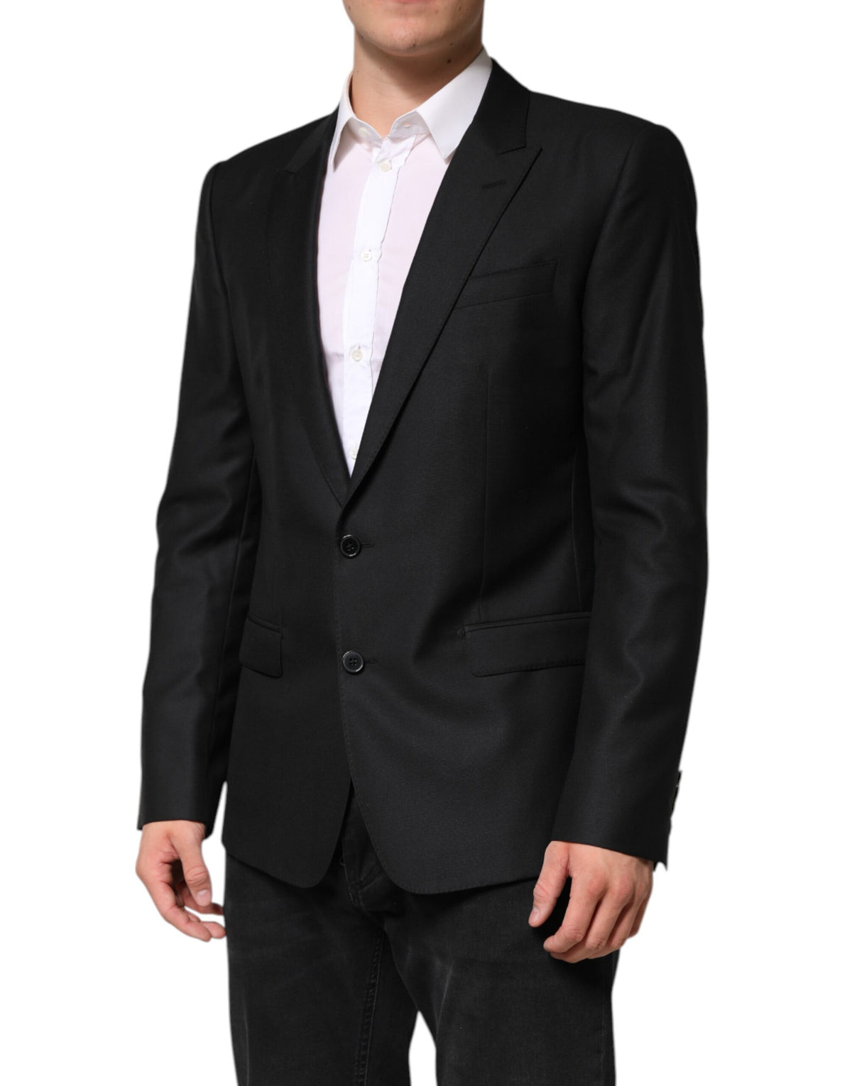 Dolce &amp; Gabbana – Einreihiger Blazer aus schwarzer Wolle