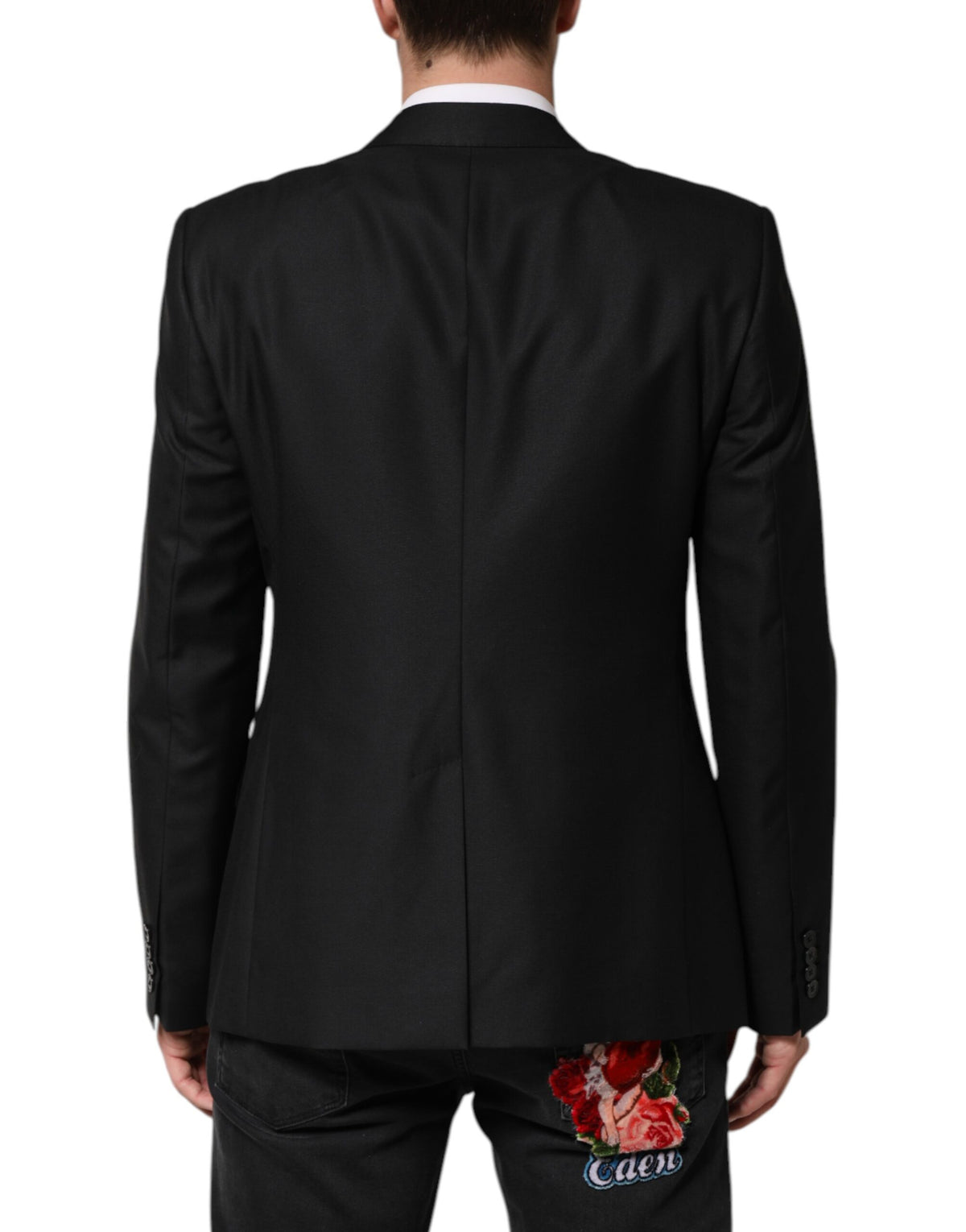 Dolce &amp; Gabbana – Einreihiger Blazer aus schwarzer Wolle