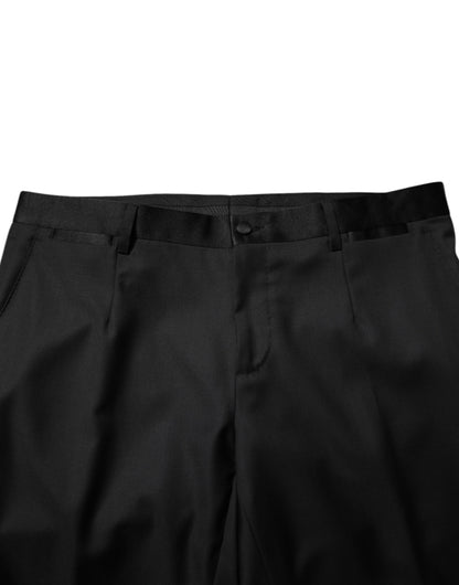 Dolce &amp; Gabbana – Schwarzer, einreihiger, zweiteiliger Anzug aus Wolle für Herren