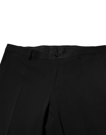 Dolce &amp; Gabbana – Schwarzer, einreihiger, zweiteiliger Anzug aus Baumwolle