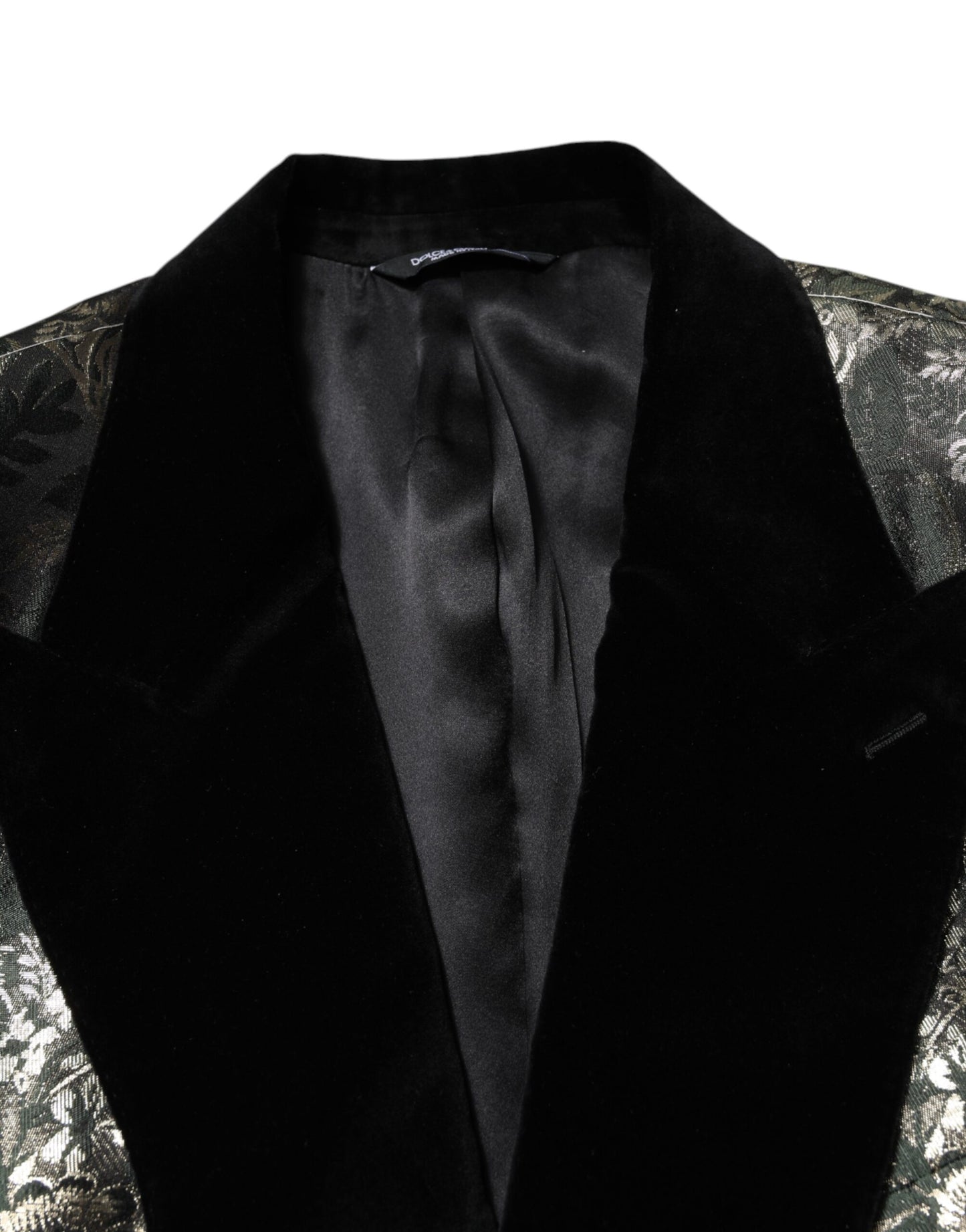 Dolce &amp; Gabbana – Zweiteiliger Anzug aus Jacquard-Seide mit Metallic-Blumenmuster