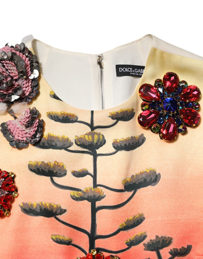 Dolce &amp; Gabbana – Mehrfarbiges, mit Kristallen verziertes A-Linien-Minikleid