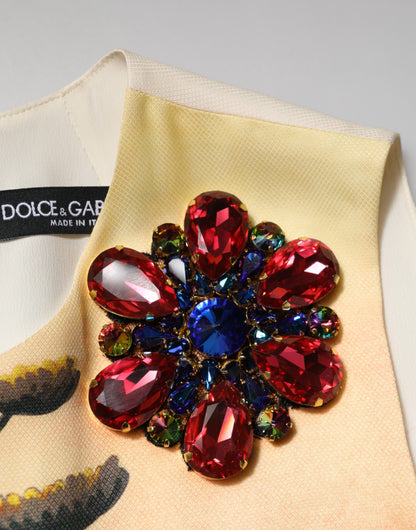 Dolce &amp; Gabbana – Mehrfarbiges, mit Kristallen verziertes A-Linien-Minikleid