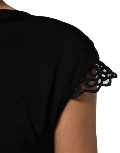 Roberto Cavalli Black Bodycon Short Sleeves Dress