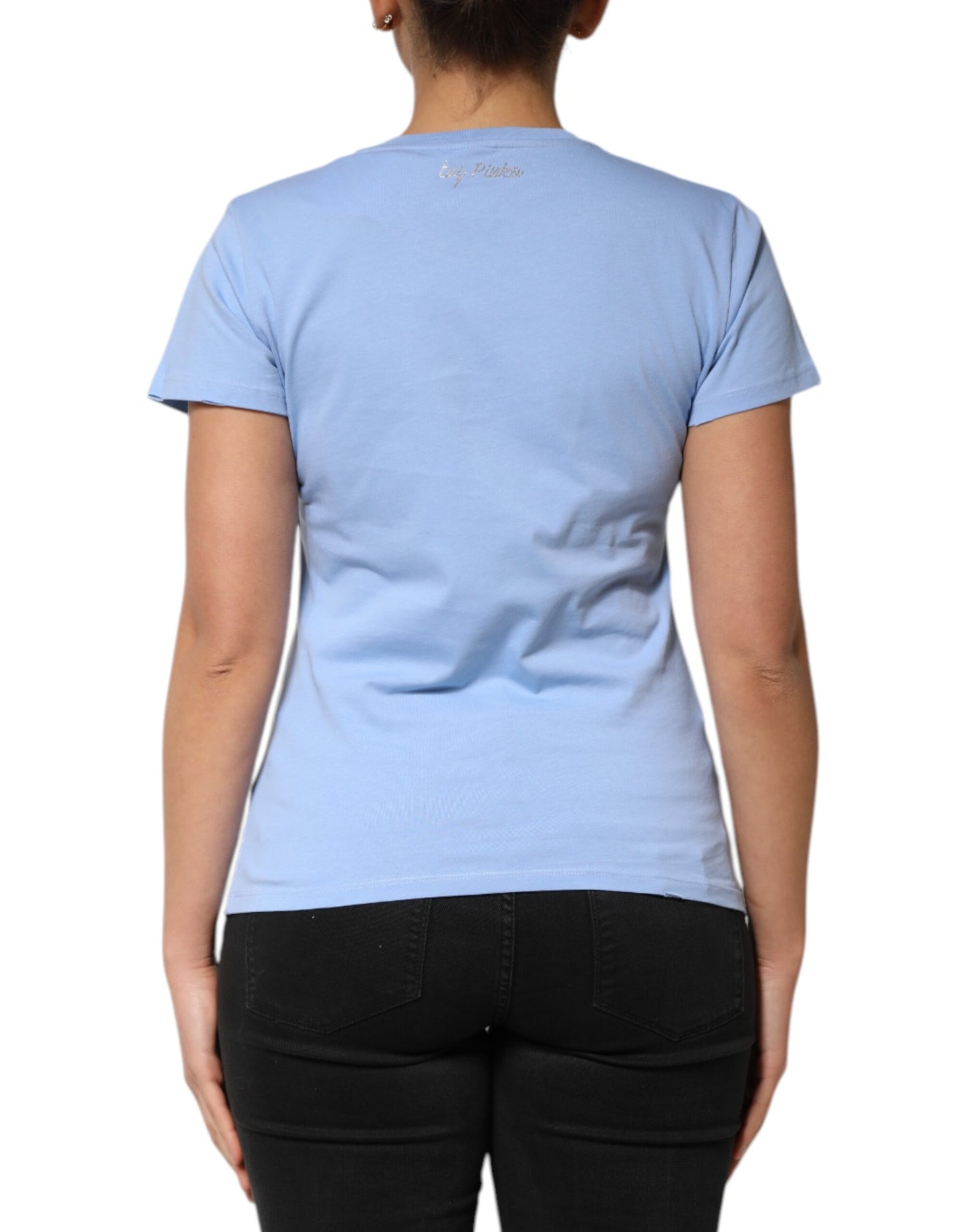 PINKO Blue Love Story Sequined Embellished Short Sleeves T-shirt