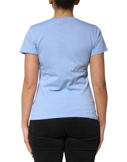 PINKO Blue Love Story Sequined Embellished Short Sleeves T-shirt