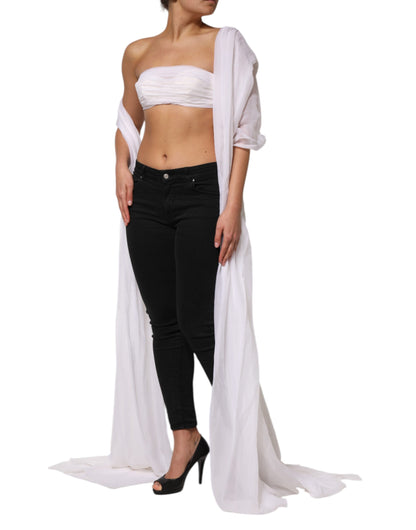 Dolce &amp; Gabbana – Kurzes Chiffon-Oberteil im Bustier-Korsett in Weiß