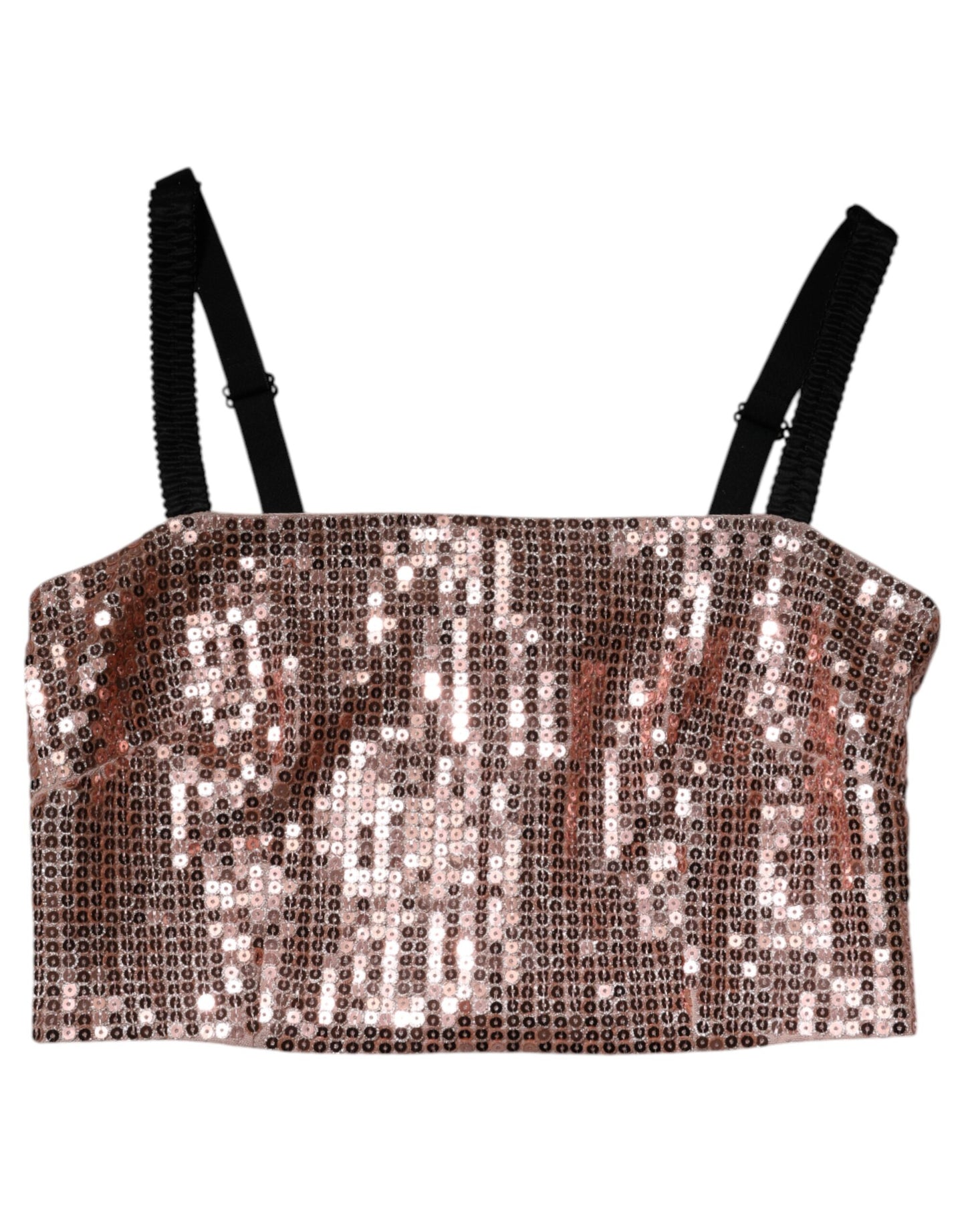 Dolce &amp; Gabbana – Ärmelloses, kurzes Top aus Nylon mit Pailletten in Rosa