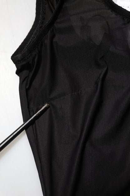 Dolce &amp; Gabbana Schwarzes ärmelloses Tanktop aus Nylon mit Rundhalsausschnitt