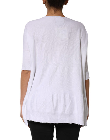 PINK MEMORIES Weißes Blusentop aus Baumwolle mit kurzen Ärmeln und Rundhalsausschnitt