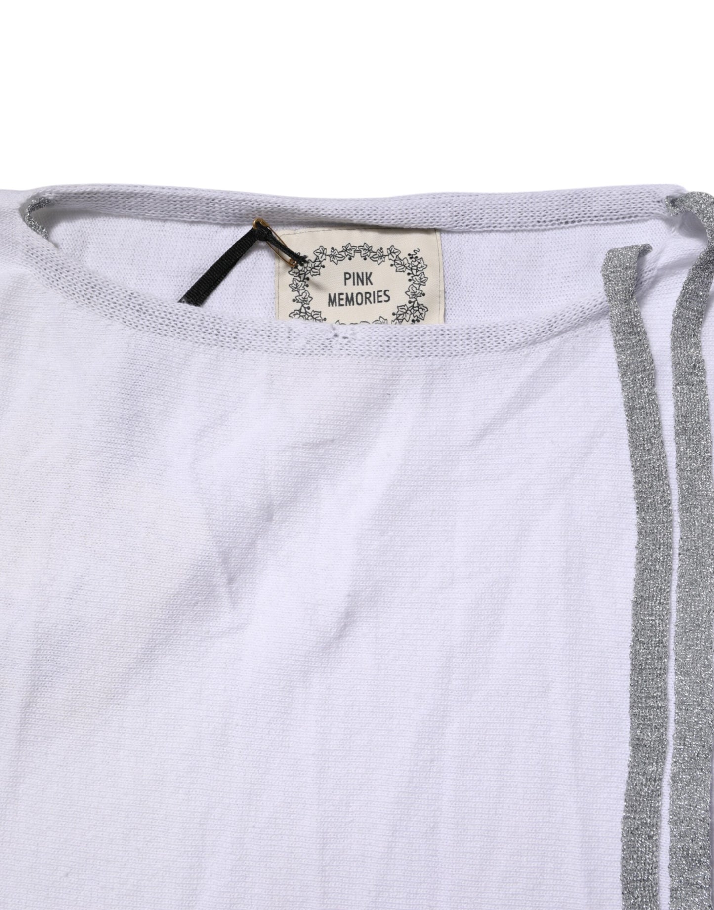 PINK MEMORIES Weißes Blusentop aus Baumwolle mit kurzen Ärmeln und Rundhalsausschnitt