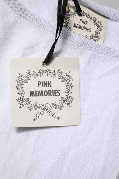 PINK MEMORIES Weißes Blusentop aus Baumwolle mit kurzen Ärmeln und Rundhalsausschnitt